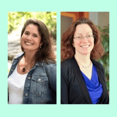 headshots of Dawn and Donna on a turquoise background