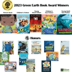 A collage showing book covers of all the 2023 Green Earth Book award winners.