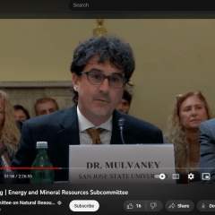 A screenshot of Dustin Mulvaney giving testimony to the House of Representatives