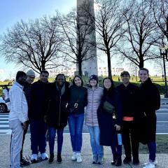 2022 Switzer Fellows stand in front of the Washington Monument.