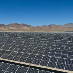 A large field of solar panels in Nevada