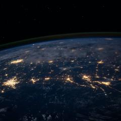 Lights on the Gulf of Mexico coast as seen at night from space