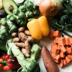 colorful, fresh vegetables on a white background