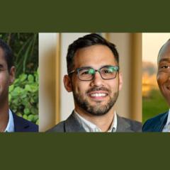 A collage of headshots of three smiling men: Ekow Edzie, Roger Perez, and Michael Billingsley