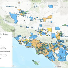 A map showing water governance by system type in southern California. 