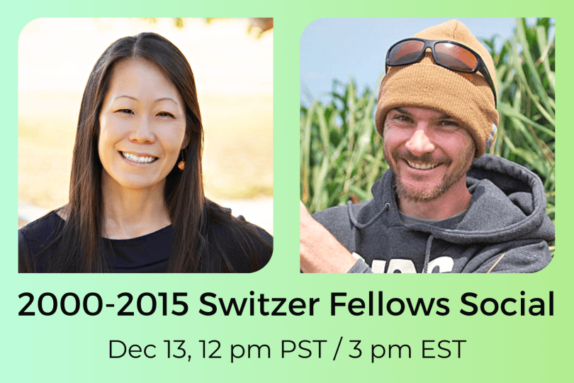 Headshots of Jun Bando and Ryan Carle on a blue to green gradient background with event details listed in black text.