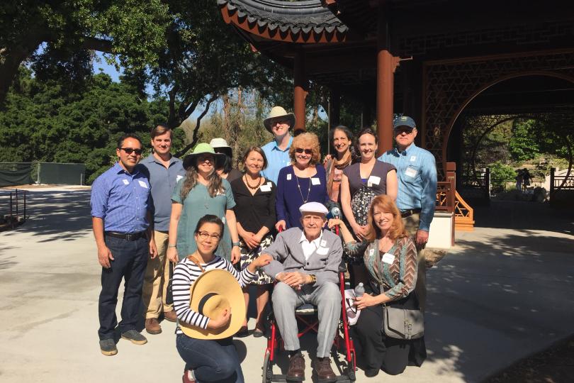 A group of Switzer family members, including Fred Switzer, and fellows at a gathering.