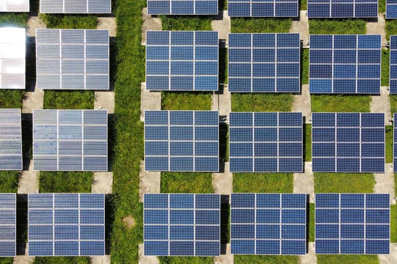 Solar panels seen from above 