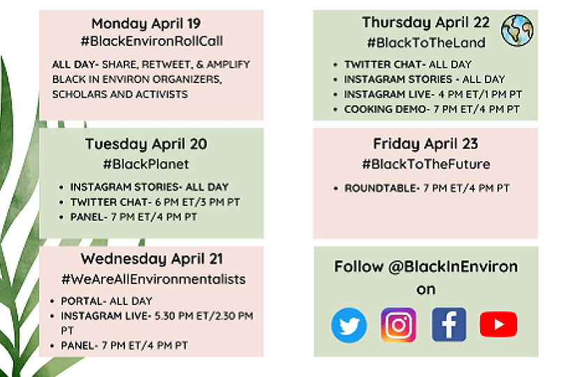 April 19-23, 2021 is Black in Environment Week 