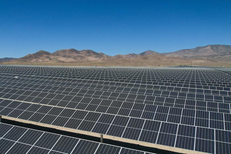 A large field of solar panels in Nevada