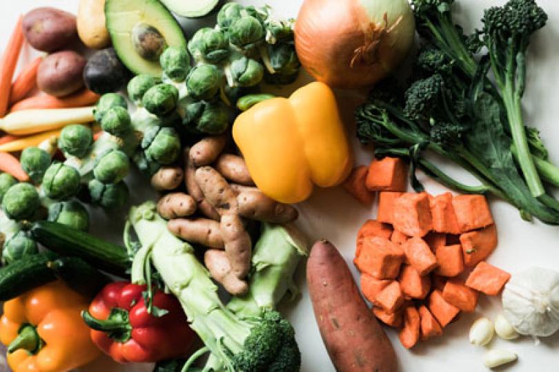 colorful, fresh vegetables on a white background