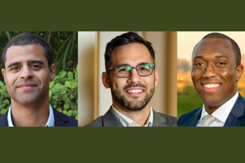 A collage of headshots of three smiling men: Ekow Edzie, Roger Perez, and Michael Billingsley